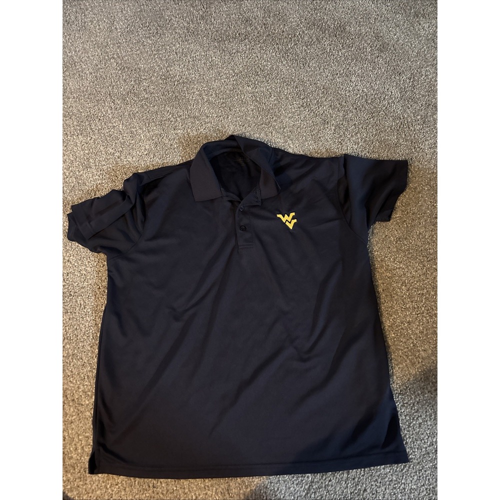 Mens Vansport Black‎ Short Sleeve Polo West Virginia Mountaineers Size Large